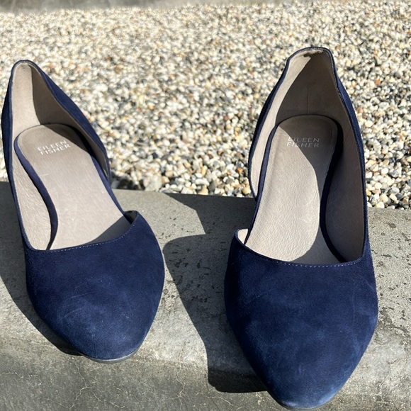 Beautiful Eileen Fisher Blue Suede Shoes size 9.5 - Picture 6 of 11